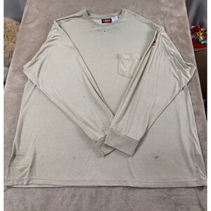 Bulwark FR Henley Shirt Men's 4XL Beige  flame-resistant work shirt Long Sleeve